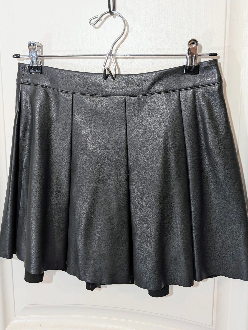 Aqua Black Faux Leather Circle Skirt